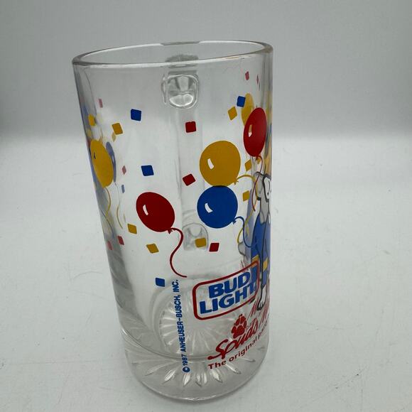 Vintage 1987 Bud Light Spuds MacKenzie Party Dog Beer Mug Glass Stein - Picture 2 of 7